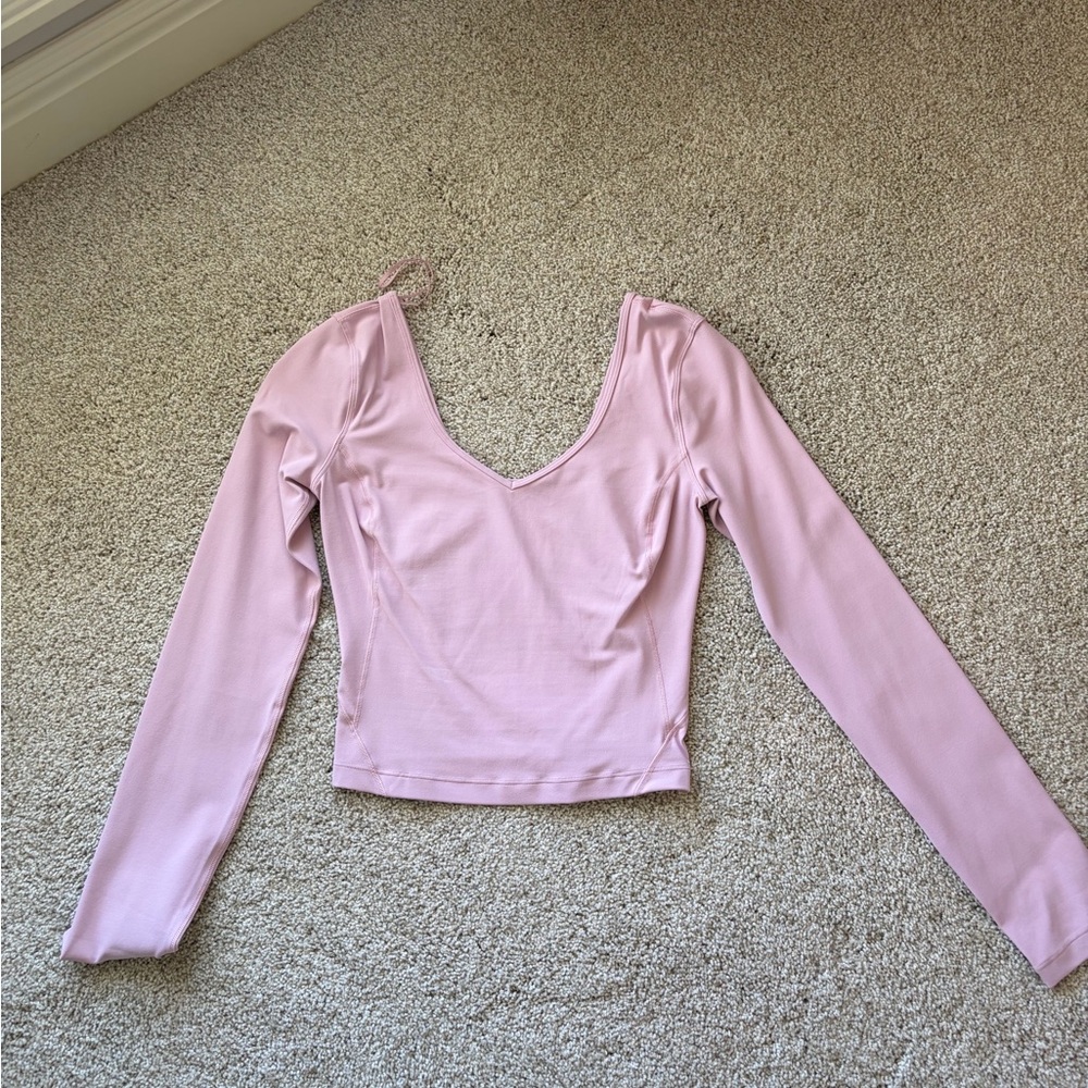lululemon athletica Align Light Pink Long Sleeve V-Neck Crop Top
